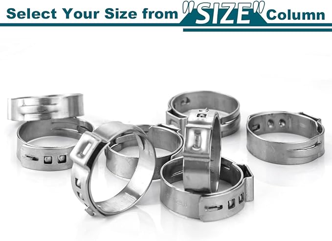 LOKMAN 50 Pack 1/2 Inch PEX Cinch Clamps, Stainless Steel Rings Pinch Clamps for PEX Tubing Pipe Fitting Connections (1/2 Inch)