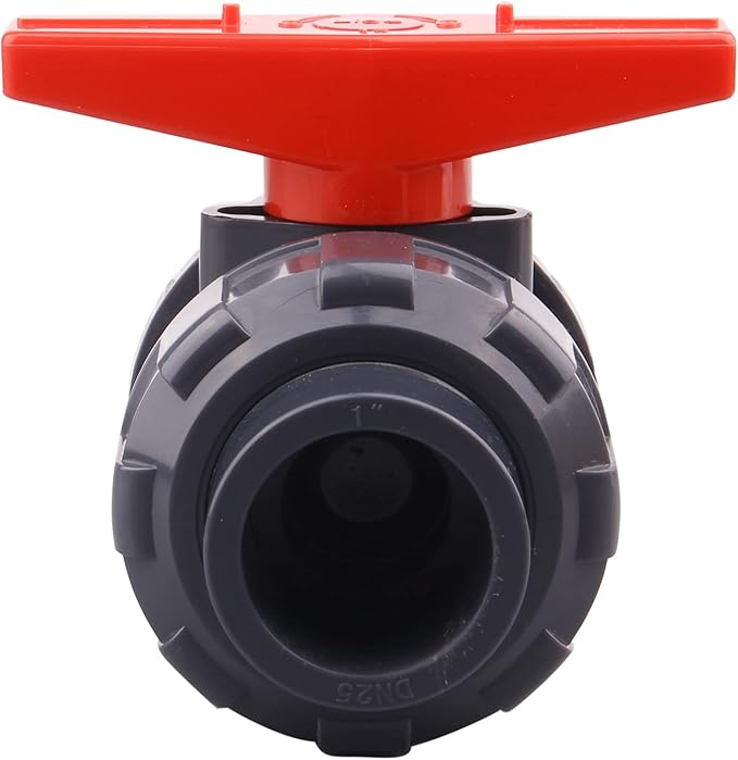 DERNORD 2 Pack PVC True Union Ball Valve with Full Port, EPDM O-Rings, and Reversible PTFE Seats,Rated at 200 PSI (1 inch Socket)