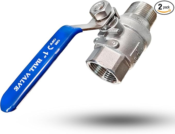 1 Inch Male x Female NPT Ball Valve, 304 Stainless Steel Heavy Duty Full Port 1" Shut Off Valve for Water Oil Gas with Long Handle,1000 WOG (1pcs, 1" MNPT X FNPT)