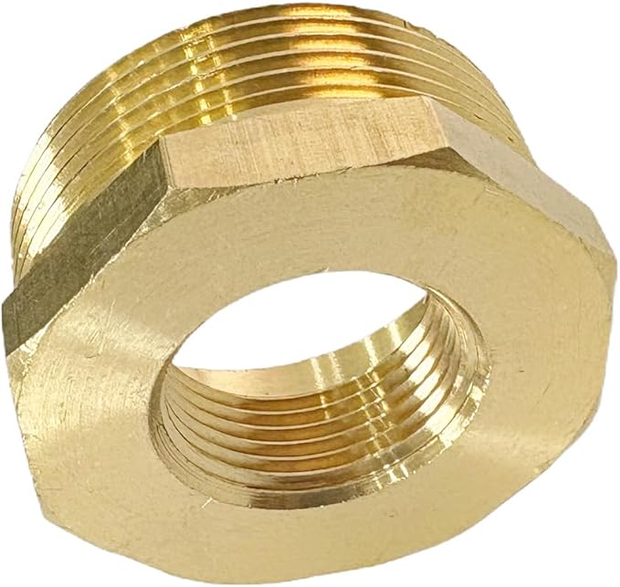1-1/2" NPT Male x 3/4" NPT Female Brass Reducer Hex Bushing Threaded Pipe Fitting Reducing Adapter Pack of 1