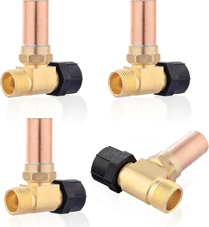Water Hammer Arrestor,7/8" Female Swivel Ballcock Nut X 3/4" Male Thread Copper Water Arrestor for Toilet Connection(4PACK,Copper Arrestor)(HAMMER024-4Pack)
