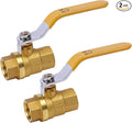 YADIAN 2 Pack 1/2'' Brass Ball Valve NPT Threaded, Heavy Duty Full Port Ball Valve 1/2 inch, Water Shut Off Valve with Female Thread NPT Connector, 150 PSI WSP / 600 PSI WOG (1/2 Inch NPT, Pack of 2)