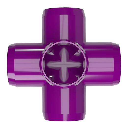FORMUFIT 3/4" 5-Way Cross Furniture Grade PVC Fitting in Purple, Made in USA, UV-Resistant, Impact-Proof, 1.050” Actual Socket Diameter (Pack of 8) - F0345WC-PU-8