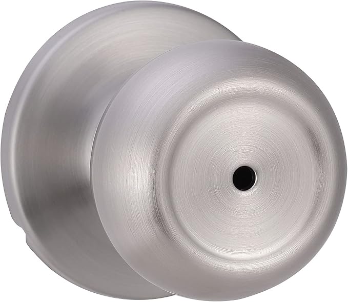 Amazon Basics Bedroom/Bathroom Door Knob With Lock, Coastal, 1-3/8” to 1-3/4”, Satin Nickel