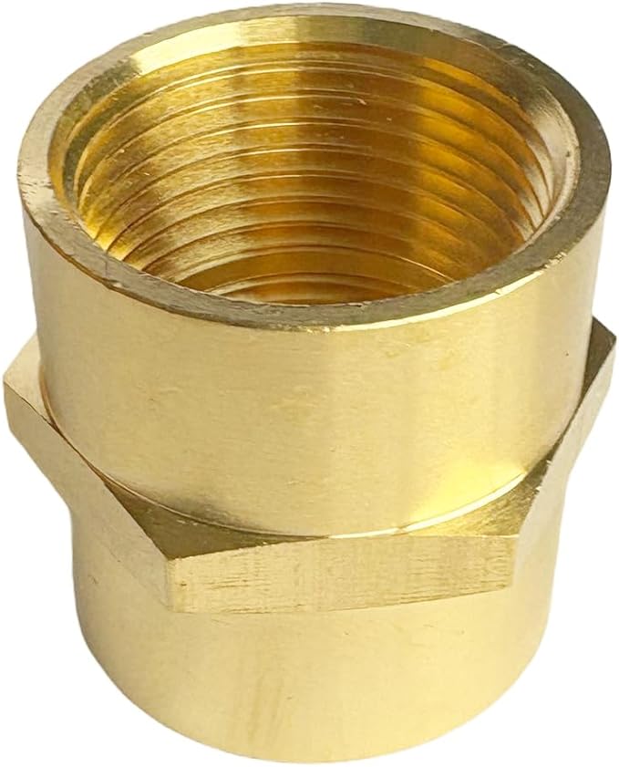 1" Female Threaded Hex Nipple Brass Coupling NPT Pipe Fitting Pipe Adapter Straight Connectors for Air, Gas, Oil, Fuel, Propane Pack of 2