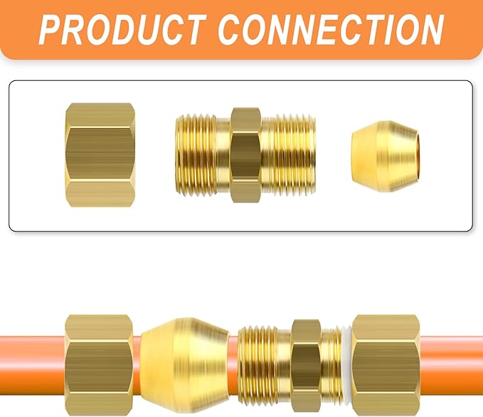 GASHER 100PCS Brass Compression Fitting, Brass Compression Sleeve Ferrules 1/8" Tube OD