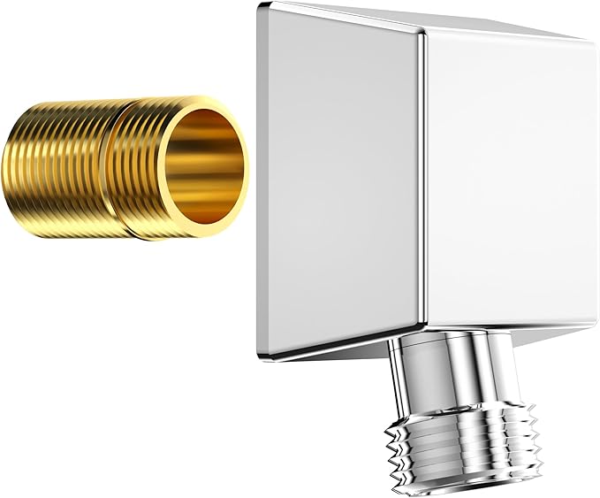 100% Brass Wall Mounted Supply Elbow, Wall Elbow for Hand Shower, Solid Brass Wall Supply Elbow, Check Valve Included (Polished Chrome)