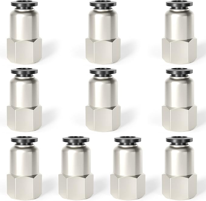 TAILONZ PNEUMATIC Female Straight 4mm Tube OD x 1/8 Inch NPT Thread Push to Connect Fittings PCF4-N1(Pack of 10)