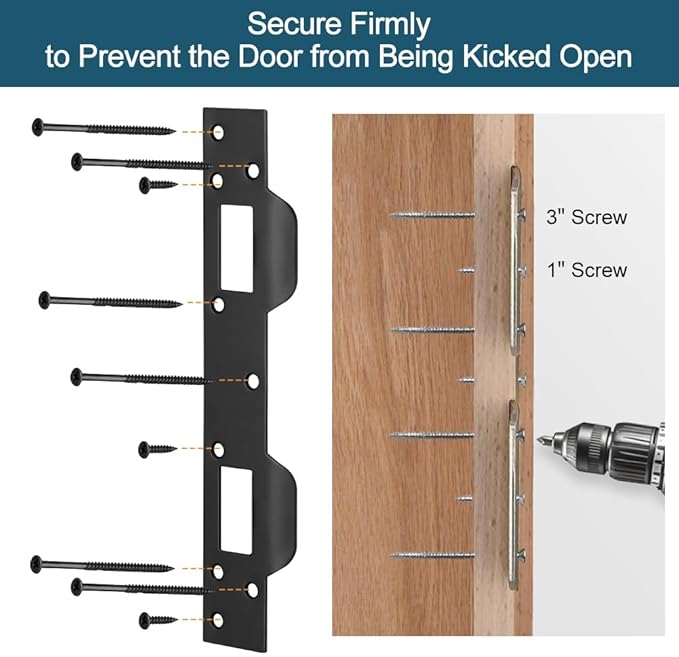 Door Strike Plate Oil Rubbed Bronze, with Reinforced Torx/Star Screws & Bit, Double Hole Reinforcement Latch Striker for Exterior/Interior Deadbolt Door Knob(1, Oil Rubbed Bronze)