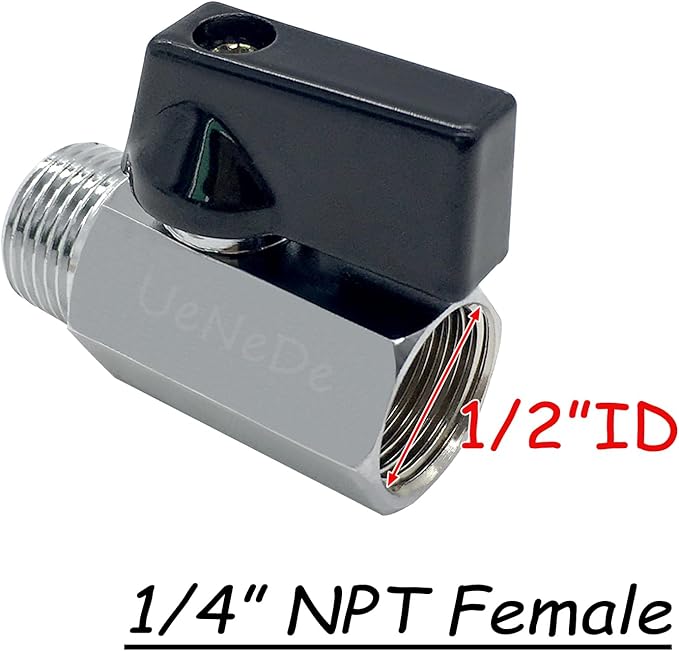 2PCS 1/4 Inch NPT Chrome Plated Brass Mini Ball Valve, 1/4" NPT Female to 1/4" NPT Male Thread Shut-off Valve with Operation Handle Pipe Threaded Fittings for Water/Oil/Gas