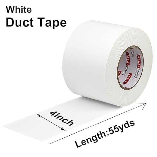 White Duct Tape 4 Inch, Industrial Grade 4 inches x 55 Yards (164 ft), 9 Mil Heavy-Duty, Waterproof, Strong, Flexible, No Residue, for Crafts & Home Improvement