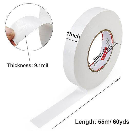 Industrial Grade White Duct Tape, 1 inch x 60 yds, HeavyDuty, Flexible, No Residue, All-Weather Waterproof Tape, UV Resistant for Crafts & Home Improvement