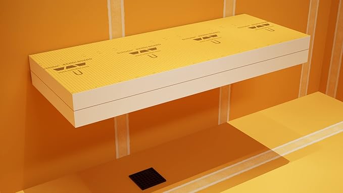 Floating Shower Bench Kit with Orange Waterproof Board - Original Shower Bench Bracket (14x72)-Shower Bench,Bench Seat, DIY Shower Benches, Space Efficiency,1 Count