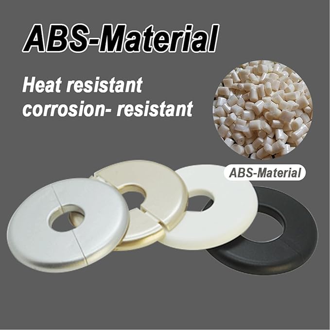 2 Pieces ABS Wall Split Flange Round Self-Adhesive Escutcheon Plate Cover Plumbing Pipe Cover for Water Pipe Faucet Decoration 0.87"/22mm, Silver