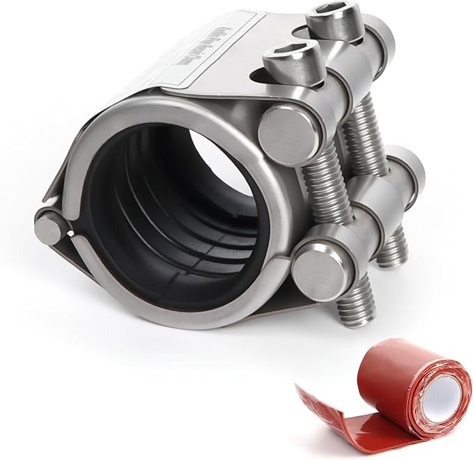 Kodilin Upgraded Pipe Repair Clamp with M1 Self-Adhesive Leak-Sealing Tape | 304 Stainless Steel Rust-Proof Emergency Pipe Repair Kit for Plastic & Metal Pipes, 1"(32-34mm)