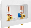 Washing Machine Outlet Box with Center Drain, 1/2" Sweat MIP Inlet x 3/4" MHT Outlet Connection with Hot and Cold 1/4-turn Shut-off Ball Valve and Copper Water Hammer Arrestor