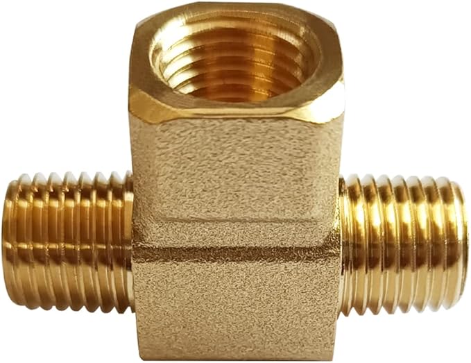 2PCS Brass Tee Pipe Fitting 1/4" NPT Male x 1/4" NPT Female x 1/4" NPT Male for Water/Oil/Gas