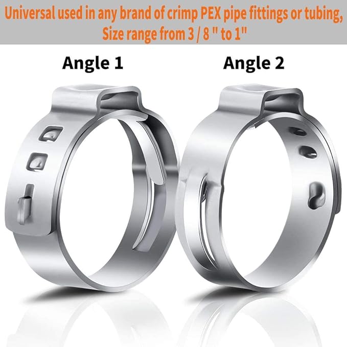 25PCS 1 Inch PEX Cinch Clamp Rings, 304 Stainless Steel PEX Fitting Clamps Pinch Clamps Ring Crimp Rings for PEX Tubing Pipe Fitting Connections (Silver-1inch(25PCS))