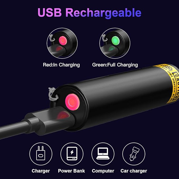 COSOOS 2 Pack UV Flashlight, 365nm USB Rechargeable Black Light Flashlight, Mini Handheld Detector for Dog Cat Urine, Pet Stains, Scorpions, Resin Curing