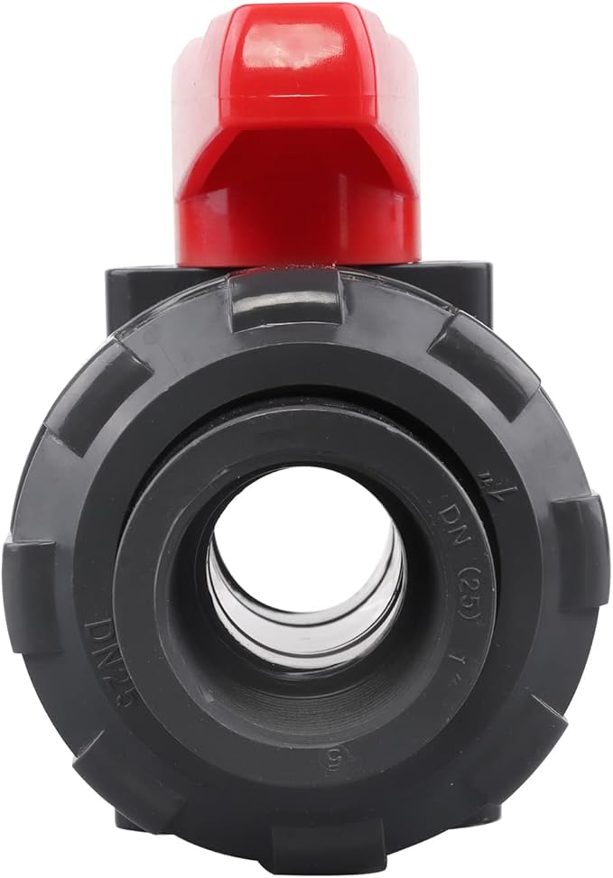 DERNORD PVC True Union Ball Valve NPT Threaded with Full Port, EPDM O-Rings, and Reversible PTFE Seats, Rated at 200 PSI (1 Inch NPT Threaded)
