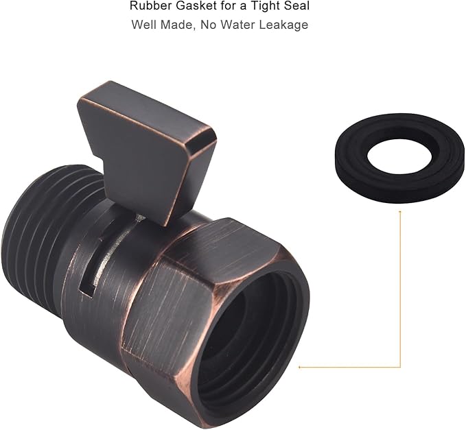 Oil Rubbed Bronze Water Flow Control Valve, Shower Head Flow Control, Angle Brass Shut Off Valve for Handheld Shower, Water Pressure Regulator Replacement