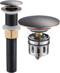 Bathroom Sink Drain, Vessel Sink Pop Up Drain with Detachable Basket Stopper,Anti-Explosion and Anti-Clogging Drain Strainer, Sink Drain Assembly Without Overflow Oil Rubbed Bronze, REGALMIX RWF082C