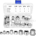 Joywayus Stainless Steel Pipe Plug Inter&Outer Hex Thread Pipe Fitting,1/8" 1/4" 3/8" 1/2" NPT Countersunk Plug Kit 22PCS