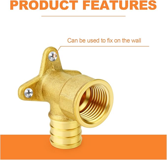 GASHER 2Pcs No Lead Brass Pex Drop Ear Elbow, PEX 3/4" x 1/2" NPT Female Threaded Adapter Crimp Fitting for Hot or Cold Water Systems