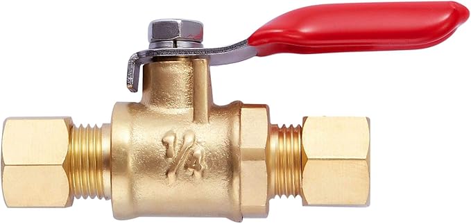 1 Pack Lead-Free Brass Mini Ball Valve Shut Off Switch, 1/4 inch Compression by 1/4 Compression Fitting