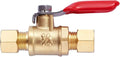 1 Pack Lead-Free Brass Mini Ball Valve Shut Off Switch, 1/4 inch Compression by 1/4 Compression Fitting