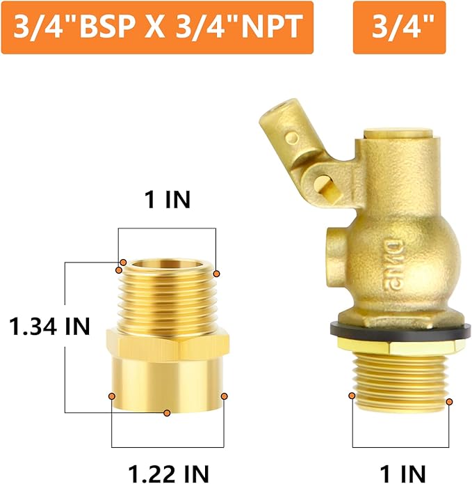 GASHER 1PCS 3/4" 304 Stainless Steel Float Ball Valve with 3/4"G Female x 3/4"NPT Male Adapter, DN20 Adjustable Water Tank Float Ball Valve for Stock Tank Pool Water Level Control