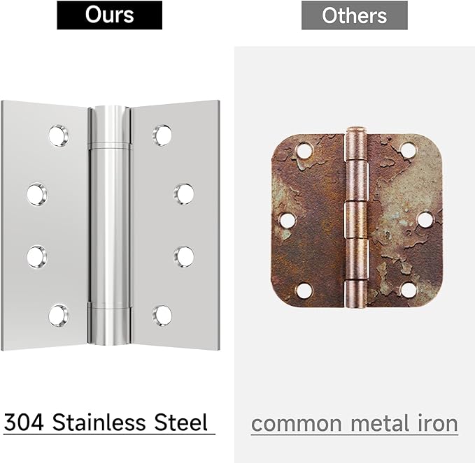 Self Closing Door Hinges 3Pack Spring Hinge 304 Stainless Steel Spring Loaded Hinges with Square Corners Heavy Duty Adjustable Tension Spring Hinges Self Closing 4 inch