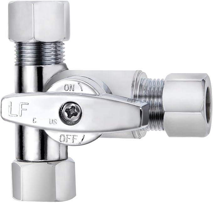 1pc Metal Brass Tube Fitting,Add-A-Tee 3-Way Compression Fitting 3/8-3/8-3/8 Tee Stop Valve 1Pack