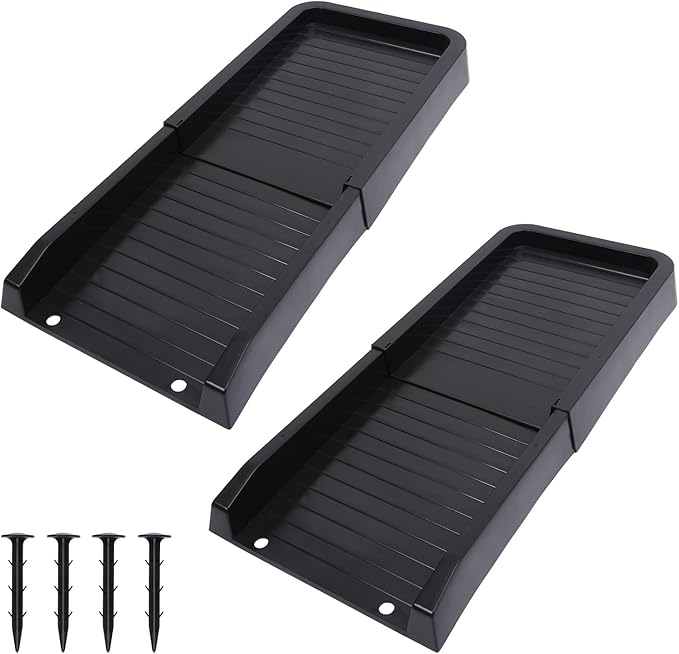 24" Gutter Downspout Splash Block (2 Pack) - Professional Grade Downspout Extensions, Weather Resistant Gutter Drainage System for Home Roof Water Management (Black)