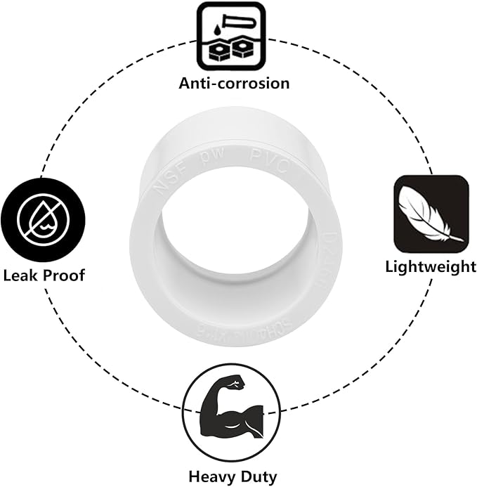 10Pack 1-1/4"x 1" PVC DWV Reducing Bush Adapter Pipe Fitting SCH40 PVC Reducer Bushing (Socket x Socket) PVC Pipe Reducing Bushing Fitting for Home Sewer Plumbing