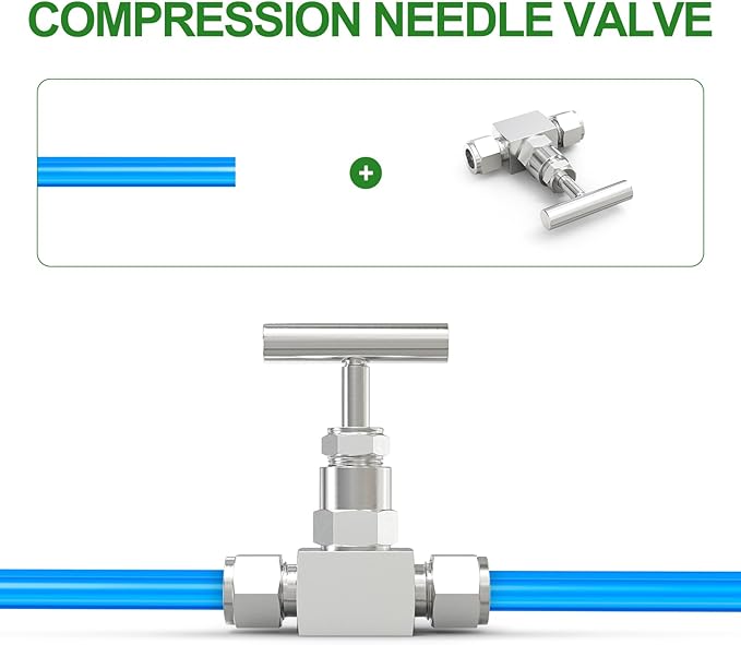 TAISHER 1PCS 304 Stainless Steel High Pressure Straight Needle Valve 1/4" Tube OD x 1/4" Tube OD For Flow Control Water Gas Oil