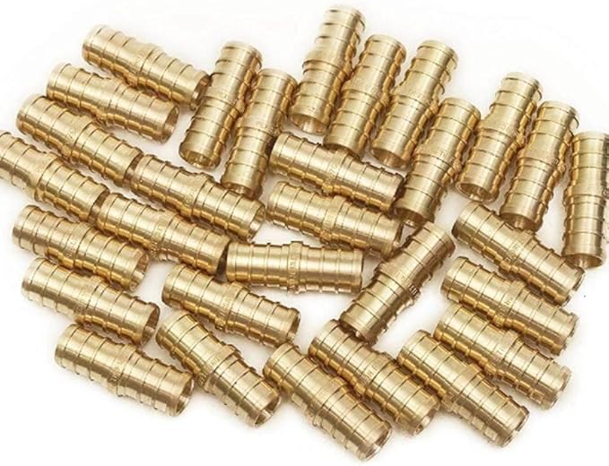 3/4 Inch (0.75) PEX Barbed Straight Coupling Connector Fitting Crimp Brass for PEX Pipe Tubing, No Lead 1 Pack