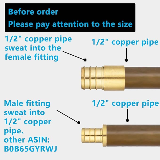 (10 Pack) Lidertik Copper to Pex Fittings, 3/4" Pex F1807 x 1/2" Female Sweat Adapter Brass