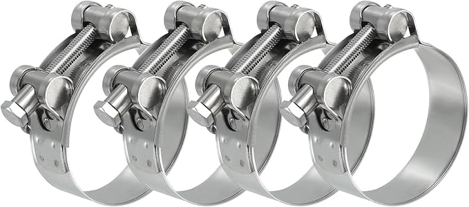 PATIKIL 56-59mm T-Bolt Hose Clamp, 4 Pack Intercooler Pipe Tube Clamps 304 Stainless Steel Radiator Hose Clamp for 2.2"-2.32" Pipe