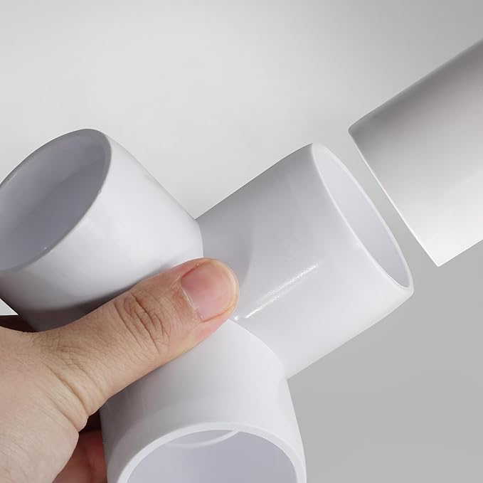 3 Way PVC Pipe Fittings 1-1/4 Inch, Zernmiarder White PVC Elbow Corner Side Outlet Tee Fitting, SCH40 Furniture Grade Pipe Connectors - Fits 1-1/4" Polyvinyl Chloride Pipes, 4 Pieces