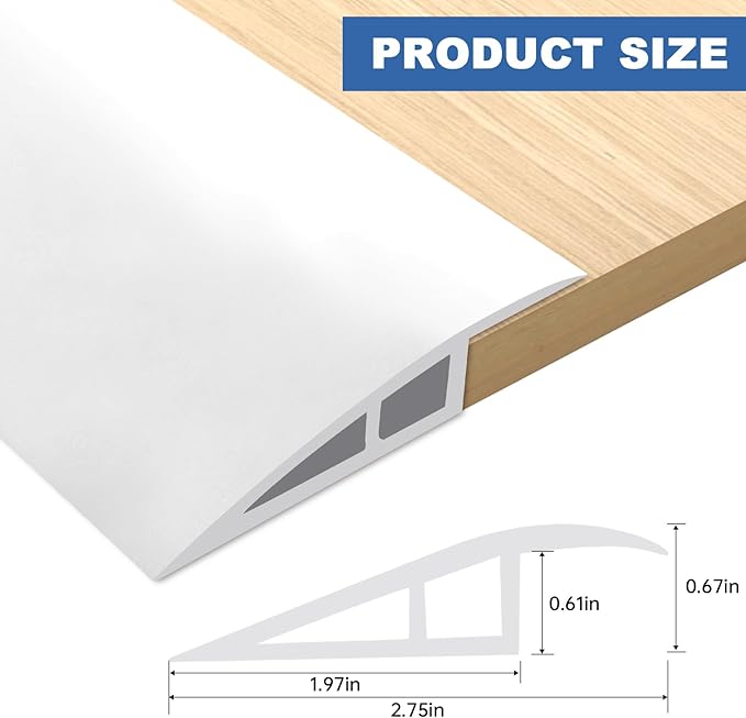 Vinyl Door Threshold Flooring Transition Strip Self Adhesive Carpet Edging Strip for Laminate Doorway Edge Threshold from 2/5" to 3/5" (White, 10 Ft)