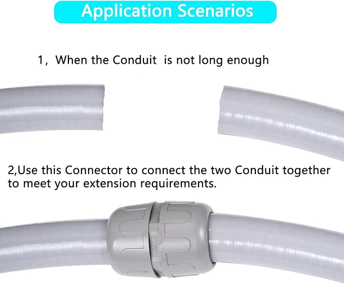 (3Pcs) NPT 3/4 inch Liquid-Tight Connector,PVC Flexible Conduit Double-Ended Connector,Straight 180 Degree,Two-Way Conduit Connector