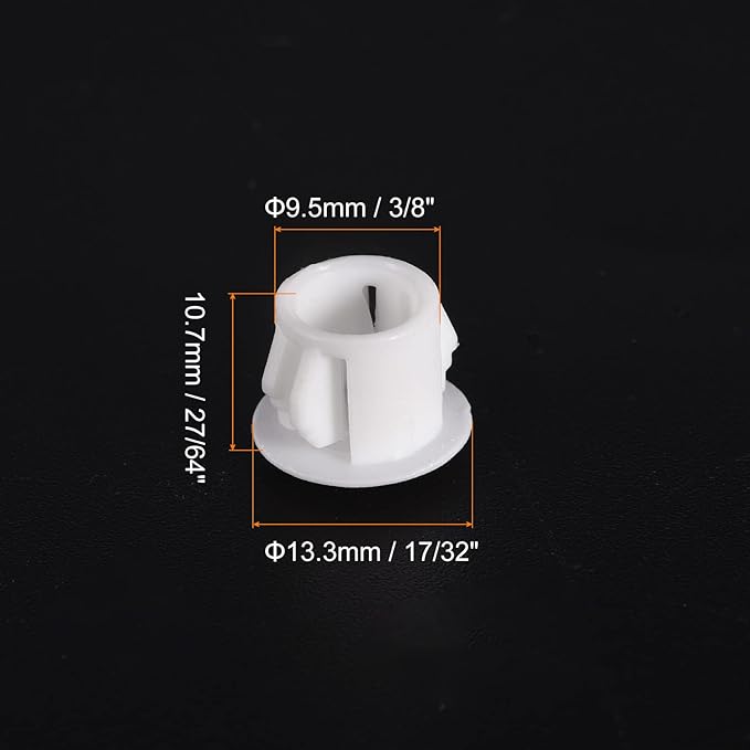uxcell 3/8" Plastic Hole Plugs, 110Pcs Flush Type Panel Round Snap in Fastener Knockout Locking Plugs for Furniture Insert End Caps Panels, White