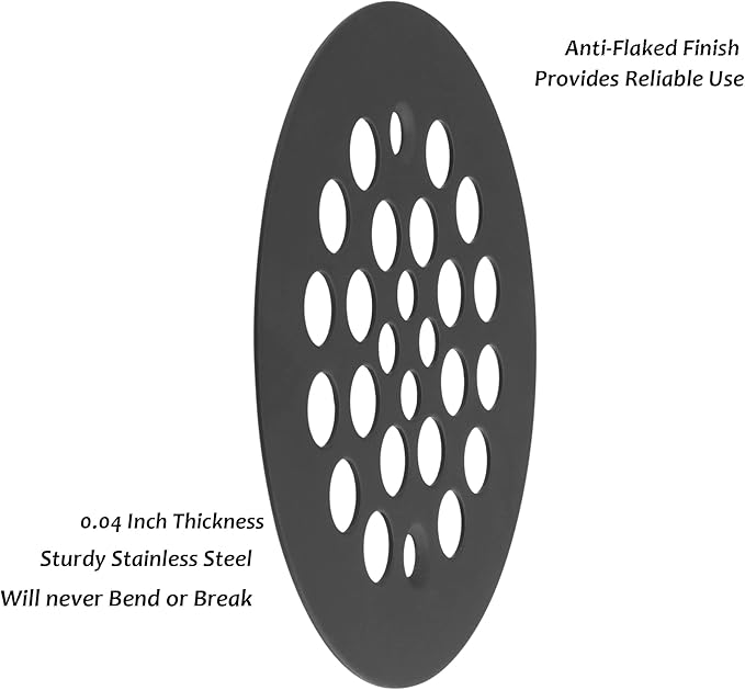 Artiwell 4-1/4“ Shower Strainer Drain Trim Set, Screw-in Shower Strainer Drain Cover, Plastic-Oddities Style Replacement Strainer Grid,Machine & Self-Tapping Screws Included (MATT Black)