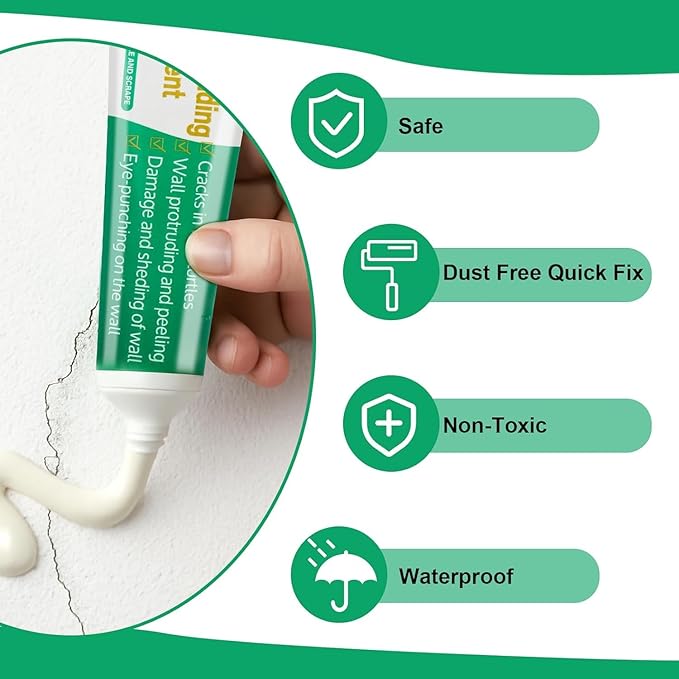 Drywall Repair Kit, 2 Pack Wall Repair Paste, Wall Emulsion Paint, Wall Mending Agent,Wall Surface Hole Fill Quick and Easy Solution