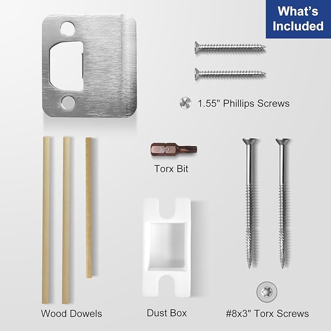 Extended Strike Plate 2" x 2-1/4", Heavy Duty Version, with Torx/Star Screws & Bit, Door Latch Security Striker Extender, Door Reinforcement Kit(Brushed Nickel, 1 Pack)