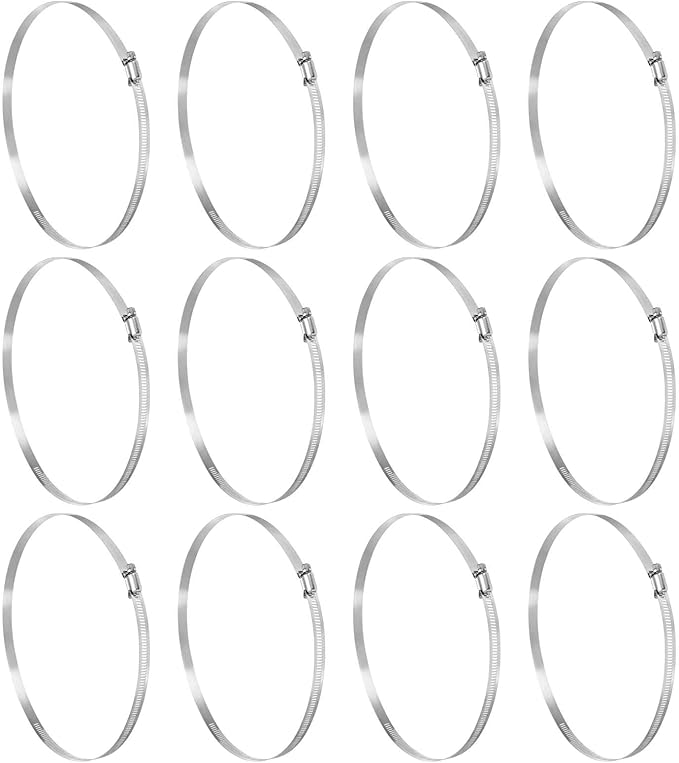 HARFINGTON 12 Pcs Hose Clamp 8-3/8"-9-1/4" (213-235mm) 304 Stainless Steel Adjustable Worm Gear Hose Clamp with Phillips Screw Assortment Kit for Fuel Line Pipe Plumbing Automotive Tube