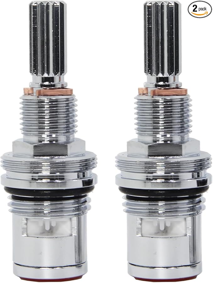 1-001 & 1-002 Ceramic Valve Set，Chrome & Lead-Free Copper, Replacement Newport Hot and Cold Widespread Cartridge