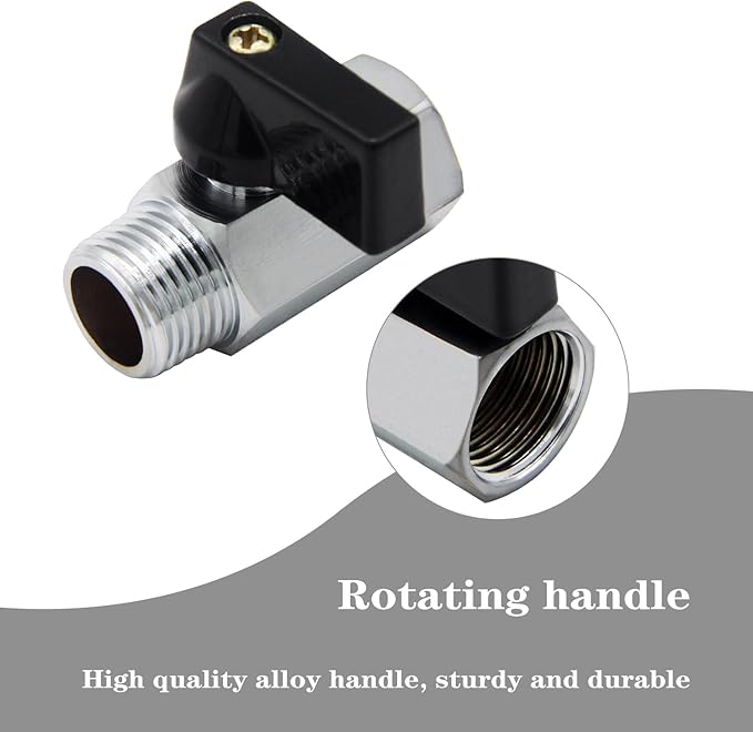 Brass Mini Ball Valve 1/4" NPT Female x Male Thread Shut Off Valve Chrome Plated (Pack of 2)