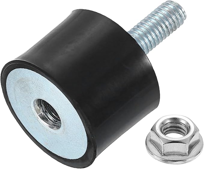 uxcell M5 Rubber Mounts, 1Pcs 20x15mm(DxH) Rubber Cylindrical Anti Vibration Isolator Shock Absorber with Lock Nut for Car Bobbin Generator Air Compressors